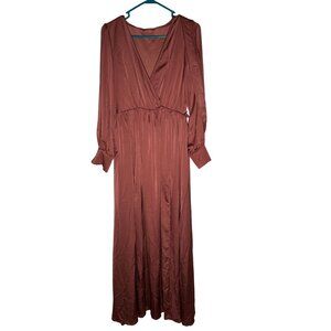Baltic Born Dark Pink Belted Long Sleeve Maxi Dress Size XL NWT